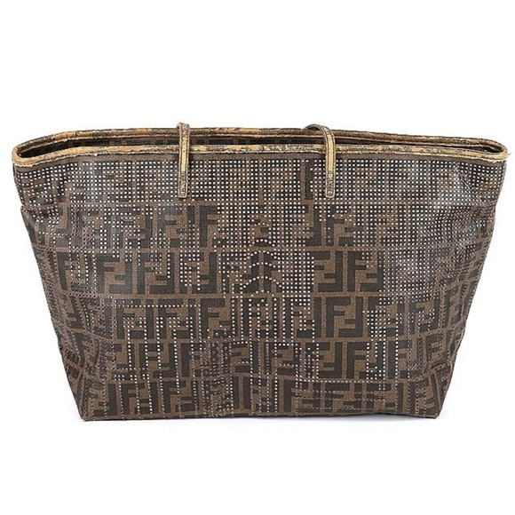 Fendi Zucca Coated Canvas Studded Roll Tote - Picture 1 of 15